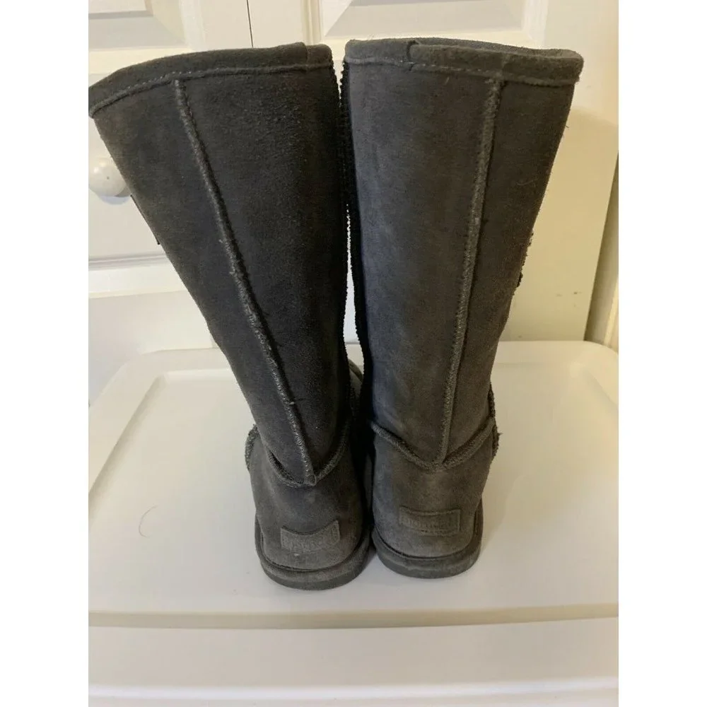 Bjorndal Zoe Mid Calf Boots Gray Leather‎ Sheepskin Lined Pull On 8M